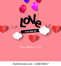 Hearts and Balloons For Valentine's Day Layout/Cover. Minimalist Creative Design Concept. Stock Vector Illustration. Modern and Abstract Background