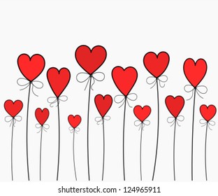 Hearts balloons - vector illustration background