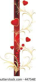 Hearts, beads and ornament. Vector