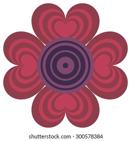 Hearts behind circle.