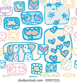 hearts, birds & flowers fun pattern