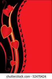 hearts with black and red background