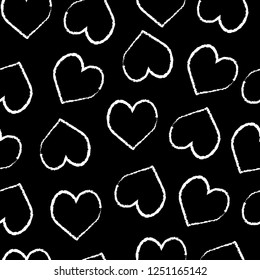 hearts black and white seamless pattern vector simple 