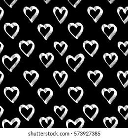 Hearts. Black and white vector. 