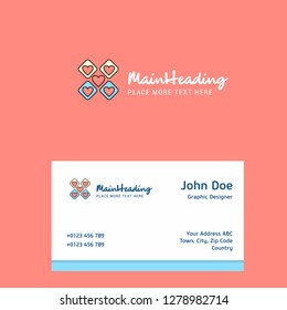 Hearts blocks logo Design with business card template. Elegant corporate identity. - Vector