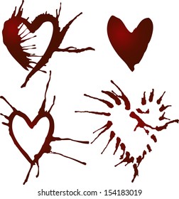 Hearts blot on a white background