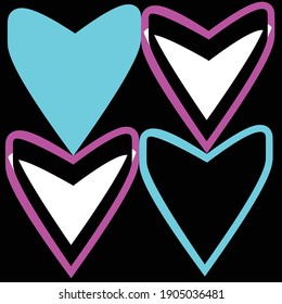 hearts blue and pink on the black fone