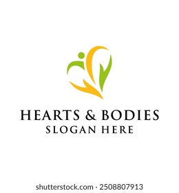 hearts and bodies logo concept for health balance