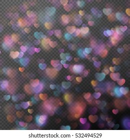 Hearts bokeh as effect on transparent background. EPS 10 vector file included