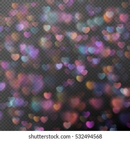 Hearts bokeh as effect on transparent background. EPS 10 vector file included