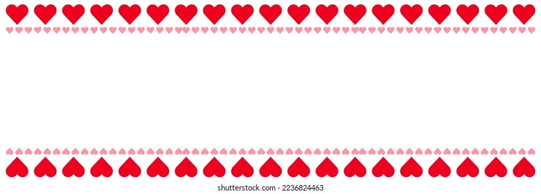 Hearts in border design, cute valentines day vector illustration, pattern of hearts for anniversary or wedding announcements or invitations, fun love concept