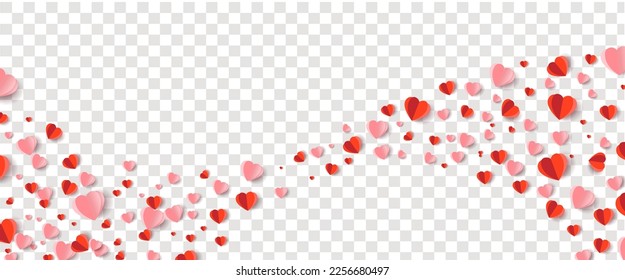 Hearts Border Isolated Transparent Background , Vector Illustration