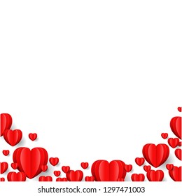 Hearts Border Isolated, Vector Illustration