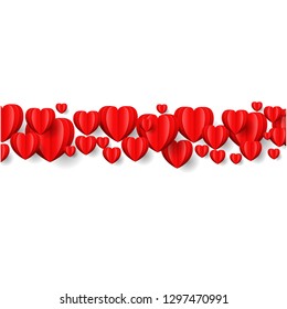 Hearts Border Isolated White Background, Vector Illustration
