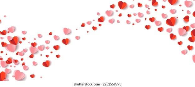 Hearts Border Isolated White Background With Gradient Mesh, Vector Illustration