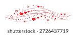 Hearts border in wave shape. Red hearts border. Heart in the wave shape vector. Valentine