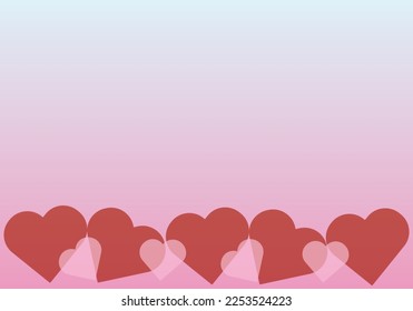 Hearts in the bottom with gradient blue and pink color background. For Valentine's day and festival. For web template banner poster digital graphic artwork. For Background use.