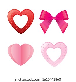 hearts and bow icon se isolated. vector design