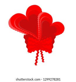 hearts with bow-knot. vector on isolated white background
