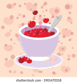 Hearts in bowl - vector clip art
