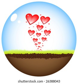 Hearts bursting from the soil