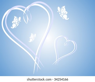 hearts and butterflies - vector