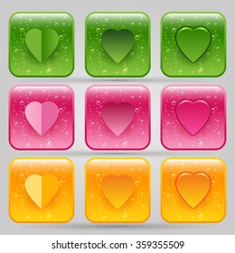 Hearts buttons set. Valentine