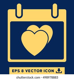 Hearts Calendar Day icon. Vector EPS illustration style is flat iconic symbol, yellow color.