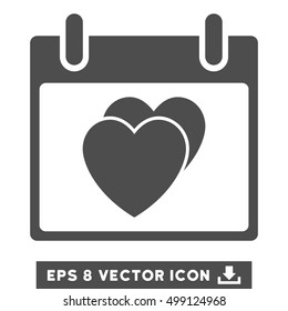 Hearts Calendar Day icon. Vector EPS illustration style is flat iconic symbol, gray color.