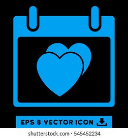 Hearts Calendar Day icon. Vector EPS illustration style is flat iconic symbol, blue color.