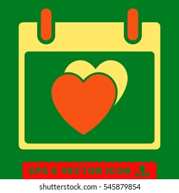 Hearts Calendar Day icon. Vector EPS illustration style is flat iconic bicolor symbol, orange and yellow colors.