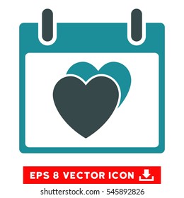 Hearts Calendar Day icon. Vector EPS illustration style is flat iconic bicolor symbol, soft blue colors.