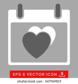 Hearts Calendar Day icon. Vector EPS illustration style is flat iconic bicolor symbol, dark gray and white colors.