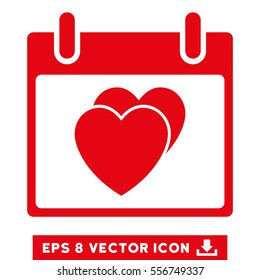 Hearts Calendar Day icon. Vector EPS illustration style is flat iconic symbol, red color.