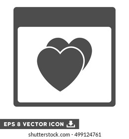 Hearts Calendar Page icon. Vector EPS illustration style is flat iconic symbol, gray color.