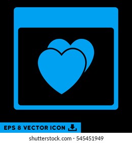 Hearts Calendar Page icon. Vector EPS illustration style is flat iconic symbol, blue color.