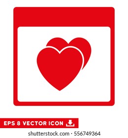 Hearts Calendar Page icon. Vector EPS illustration style is flat iconic symbol, red color.
