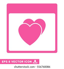 Hearts Calendar Page icon. Vector EPS illustration style is flat iconic symbol, pink color.
