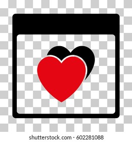 Hearts Calendar Page icon. Vector illustration style is flat iconic bicolor symbol, intensive red and black colors, transparent background. Designed for web and software interfaces.