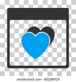 Hearts Calendar Page icon. Vector illustration style is flat iconic bicolor symbol, blue and gray colors, transparent background. Designed for web and software interfaces.