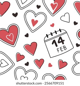 Hearts and Calendars Valentine's Pattern