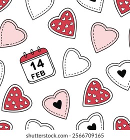 Hearts and Calendars Valentine's Pattern