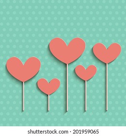 Hearts card design. Can be used for Valentines postcard, wedding invitation, scrapbooking.
