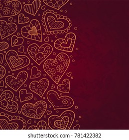 Hearts. Card design in doodle and cartoon style. Vector. Eps 10