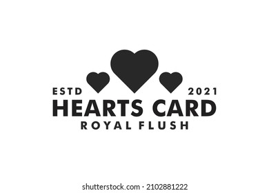 Hearts card royal flush logo design vector