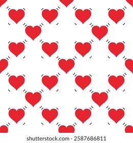 Hearts Card Suit concept vector simple red solid seamless pattern