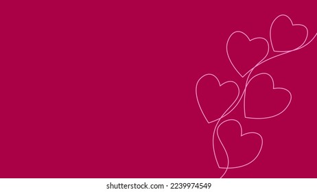 Hearts chain single continuous line art  Romantic love date relationship couple silhouette concept design one sketch outline drawing white vector illustration
