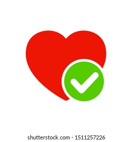 Hearts with check mark icon - stock vector