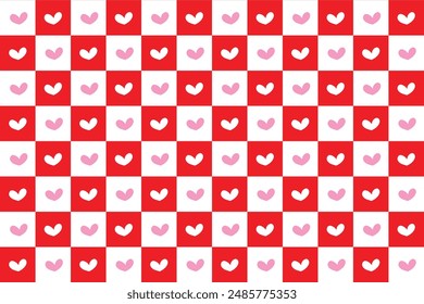 Hearts checkered pattern seamless. Cute Background vector