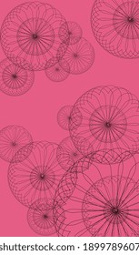 Hearts circle abstract shapes on pink illustration background, Flowers of Hearts on pink background, Heart concept design, vector, illustration.